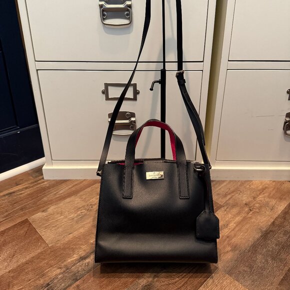 Kate Spade 2-Way Black W/Pink Crossbody bag - Picture 2 of 3